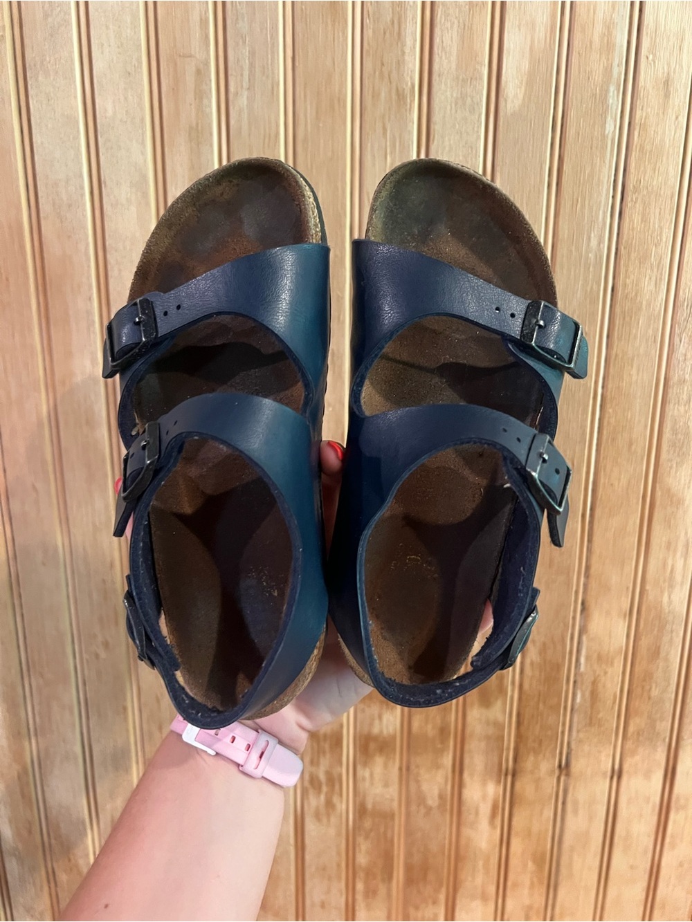 Birkenstock Navy Double-Strap Kids Sandals